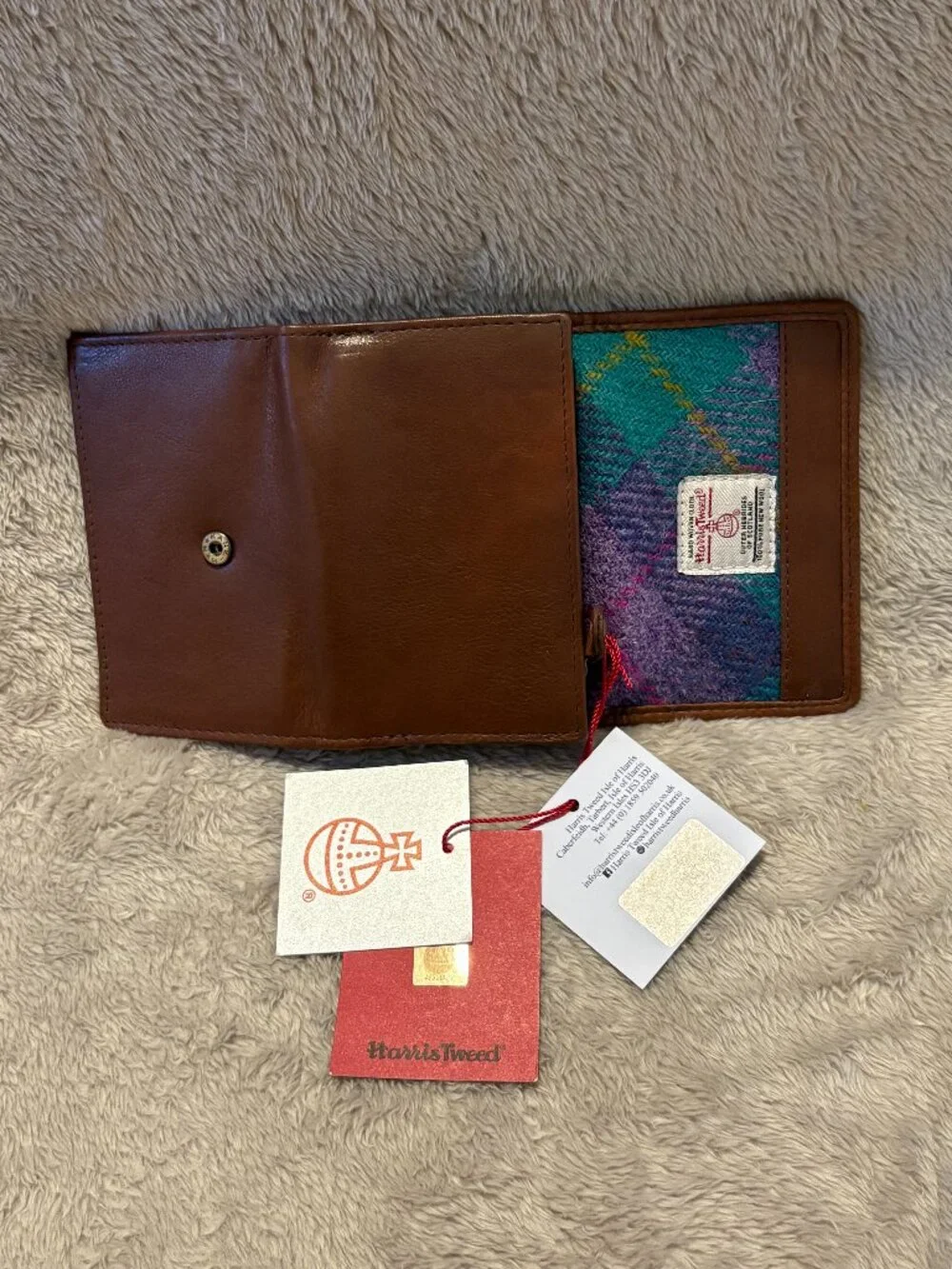 Harris Tweed Barra Purse Wallet A0222 | NWT | Genuine Leather & Authentic Harris